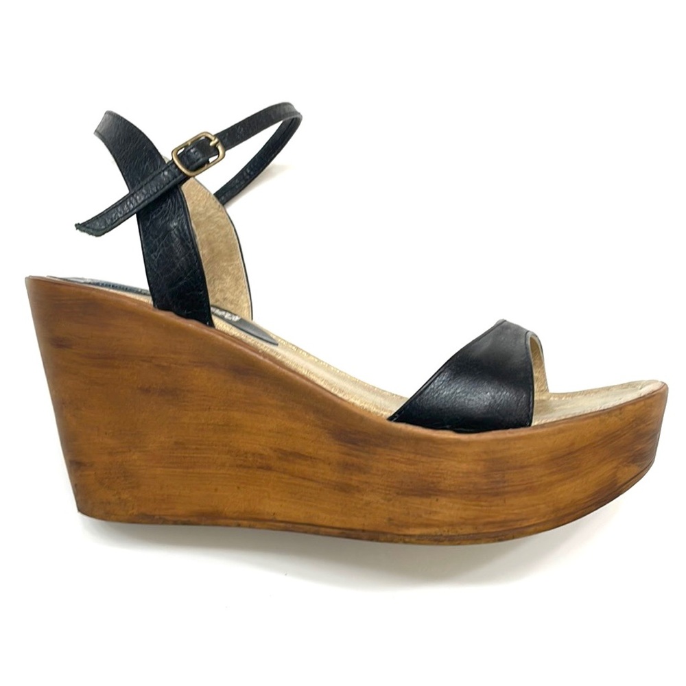 Arnold Churgin Faux Wood Platform Wedge Sandals, Size 9